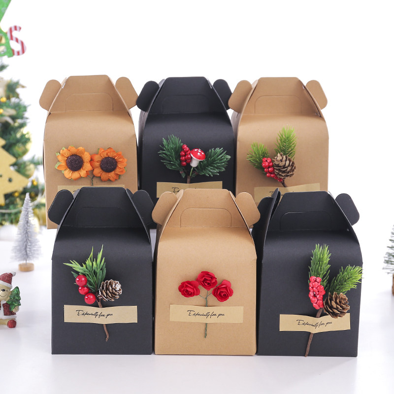 Creative accompaniment gift box empty Christmas Eve apple box simple kraft paper blessing Christmas candy box