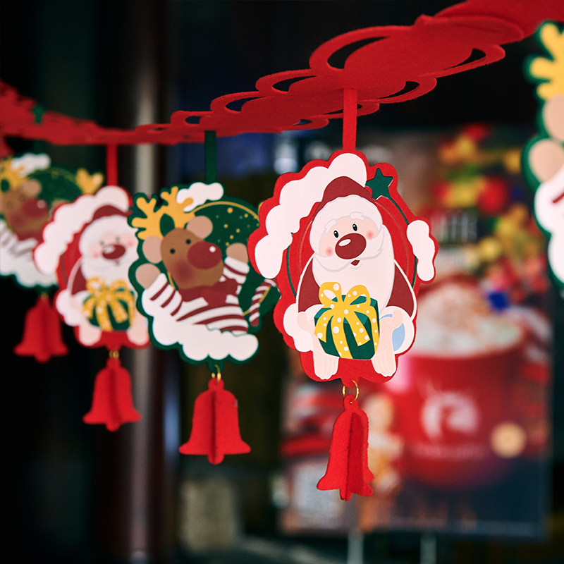 Creative Christmas Day layout Christmas Eve flag-pulling shopping mall shop window decoration ornaments Christmas old man flower wave