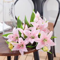 Feel lilies simulation flowers moisturizing living room high-end dining table flowers fake flowers flower arrangement TV cabinet decorative flowers