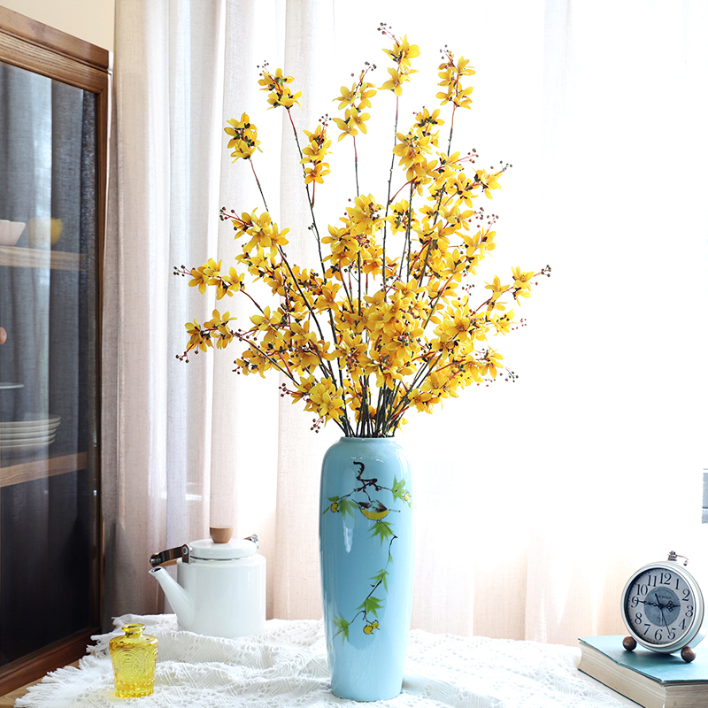Emulated forsythia flower single branch indoor living room placed adornment furnishing silk to greet spring flower flower arrangement yellow fake flower-Taobao