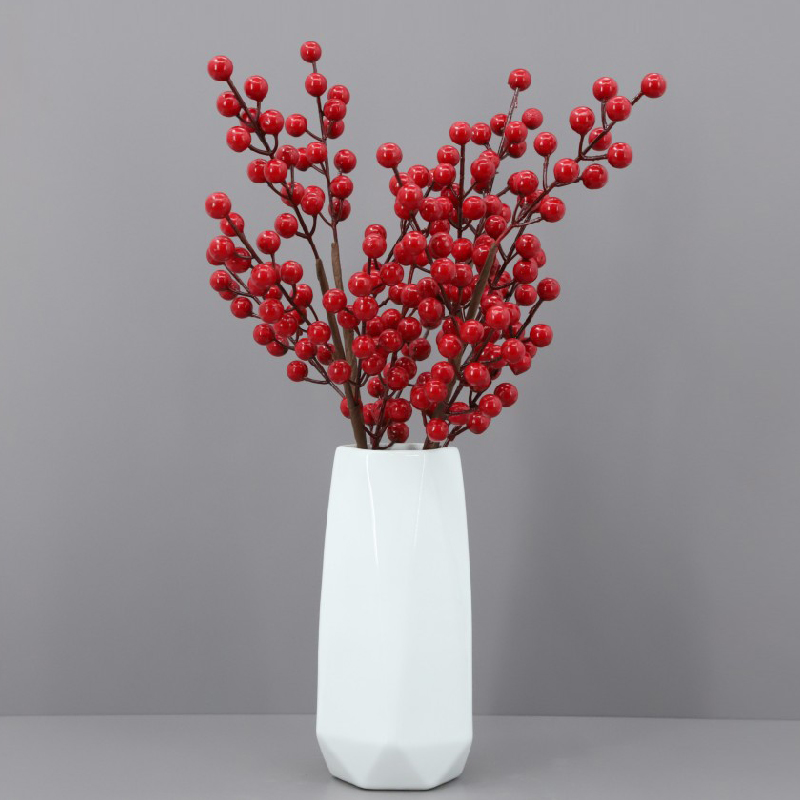 Red Hair Chaefruit Emulated Flower Pendulum Pieces Living Room Lucky Fruits North American Winter Green Red Berries Red Fruits Red Fruits Chinese New Year Decorations Flower Arrangements