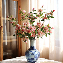 Simulation rhododendron fake flower silk flower branch home decoration Chinese high branch porcelain vase high-end modeling flower floral art