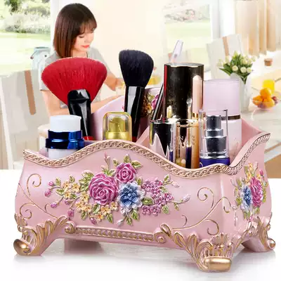 Resin cosmetics storage box Nordic ins style household desktop large makeup brush storage box shaking sound the same style