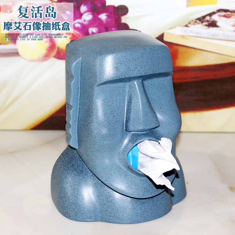 Relive Island Moai Stone Like Paper Towels Box Creative Living Room Personality Sand Sculptures Mess Toilet Paper Box Mesh Red Nordic Light Extravaganza