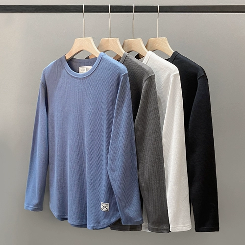 Быстросохнущий белый лонгслив с круглым воротником, европейский стиль, Испания, осенний