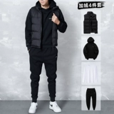 Комплект, трендовая толстовка, утепленный утепленный спортивный костюм, в корейском стиле, 3 предмета