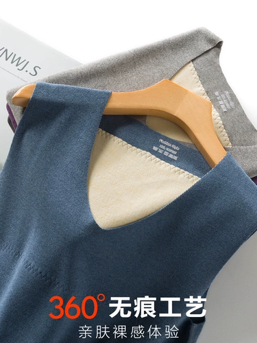 Мужской удерживающий тепло утепленный бархатный шелковый жилет, в обтяжку