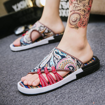 street style slippers mens wave outdoor summer new anti-slip outside wearing a lined beach shoe personality