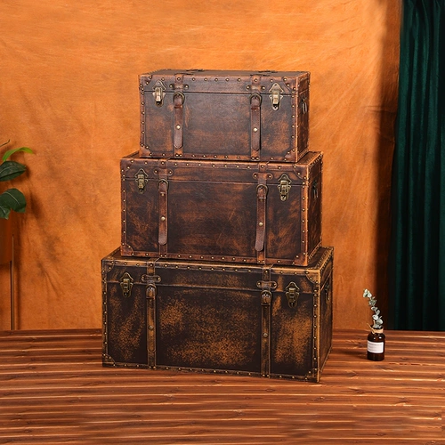 Старомодный ретро вместительный и большой чемодан, ящик для хранения, коробка для хранения, декор
