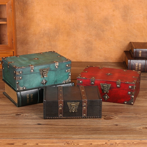 Ретро деревянная антикварная коллекционная шкатулка для сокровищ, бытовой ящик для хранения писем и документов с замком, настольный ящик для хранения паролей