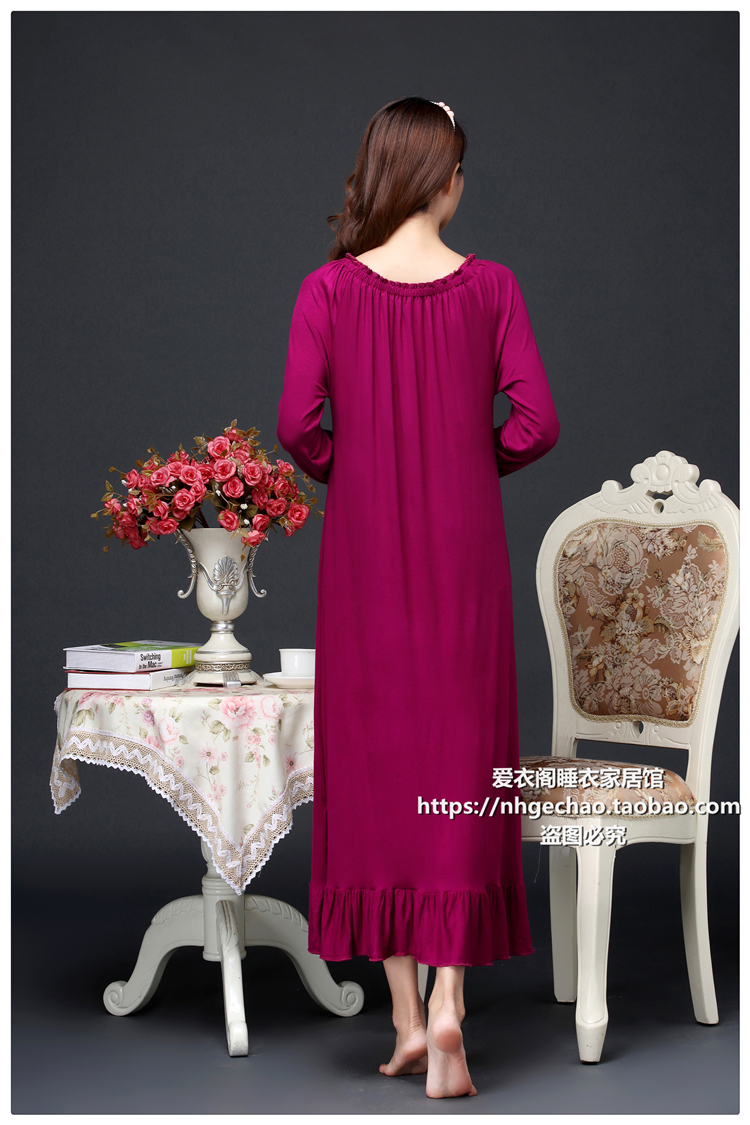 Váy cotton dài tay gợi cảm dài kiểu váy ngủ nữ mùa xuân và mùa đông và mùa đông cộng với size váy chất béo công chúa MM váy ngủ váy sát nách