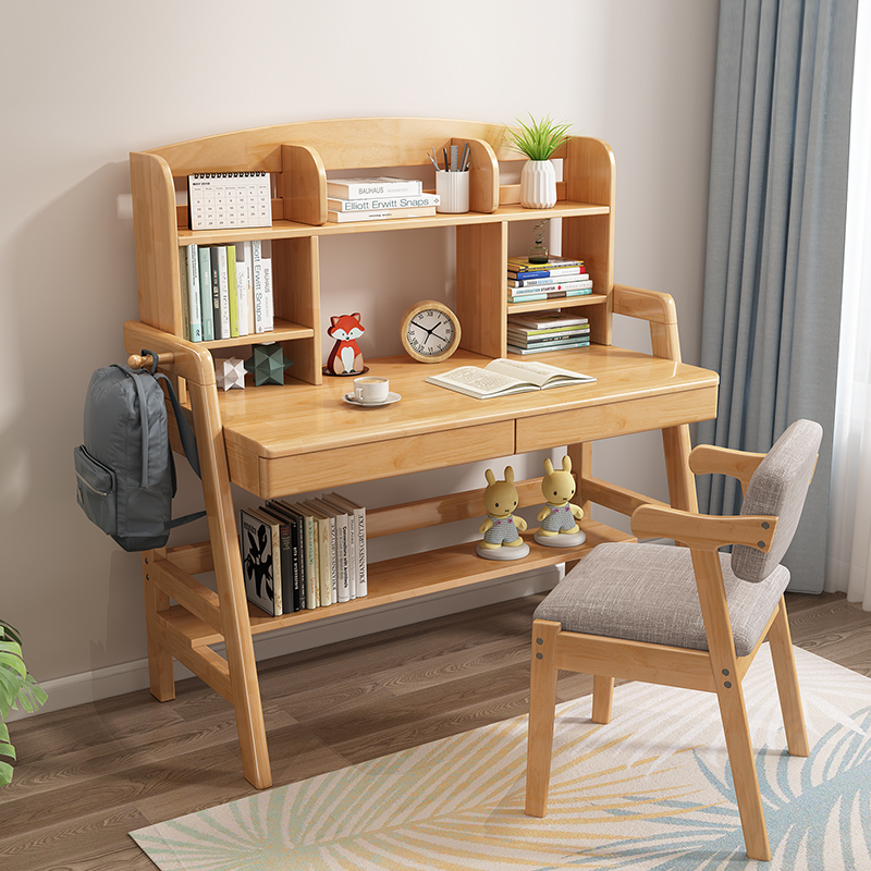Solid Wood Lifting Children Desk Brief About Home Study Desk Bookshelf Integrated Primary And Middle School Nordic Computer Desk