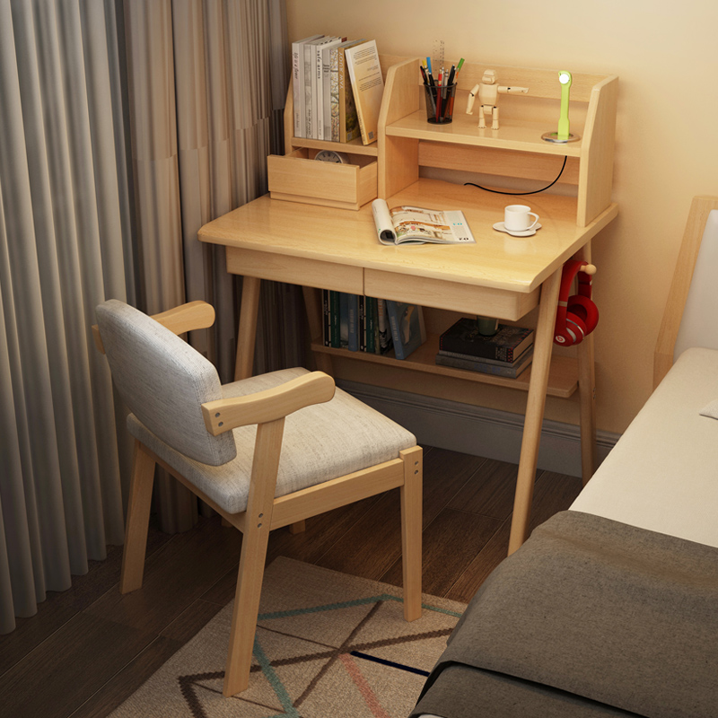 Nordic solid wood home small desk 60 60 70 80cm 80cm bedroom small family type wide 45cm learning computer desk-Taobao