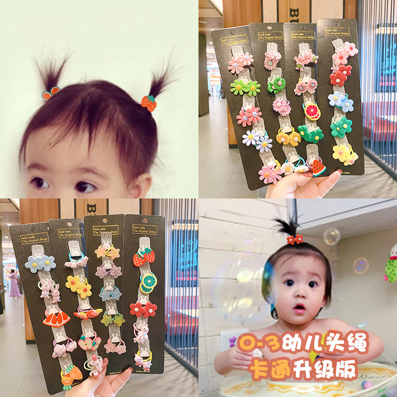 Children baby does not hurt hair tie hair ring headdress Infant cute cartoon rubber band hair ring Hair ornaments hair ring female