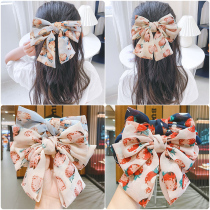 Korean version of net red strawberry bow hairclip headwear Lady simple not hurt hair spring clip girl cute hair clip