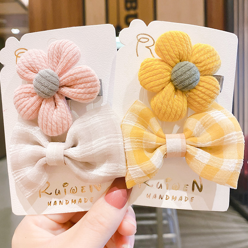 Children cute little flower hair accessories hair clip girl unhurt hair Broken Hair Clip Princess Minima Butterfly Knot Hairpin