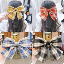 Net Red childrens stripes big bow spring clip headdress Lady cute back of the head hair hair card girl hairclip