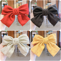 Korean Net red chiffon striped bow spring clip headdress Princess cute not hurt hair side bangs clip hairpin