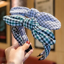 Childrens cute bow hair clip Korean girl fabric Plaid pressure hair hair accessories girl simple hair hoop