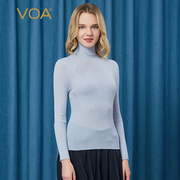 VOA cashmere tinh khiết đúp lớp cao cổ 60 mỹ lyve băng dài tay nhiều màu cắt mỏng áo len đầu mềm