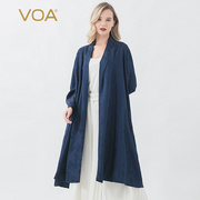 VOA Tây Tạng xanh 38 MMI nặng nâng hoa phep oversized phiên bản châu Âu của dài ngang vai dài tay khóa hình chữ rơi xuống lụa rãnh áo