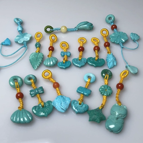 Природная руда, бирюзовые оригинальные бусины, счеты для обучения математике, подвеска, мобильный телефон, резной аксессуар, DIY