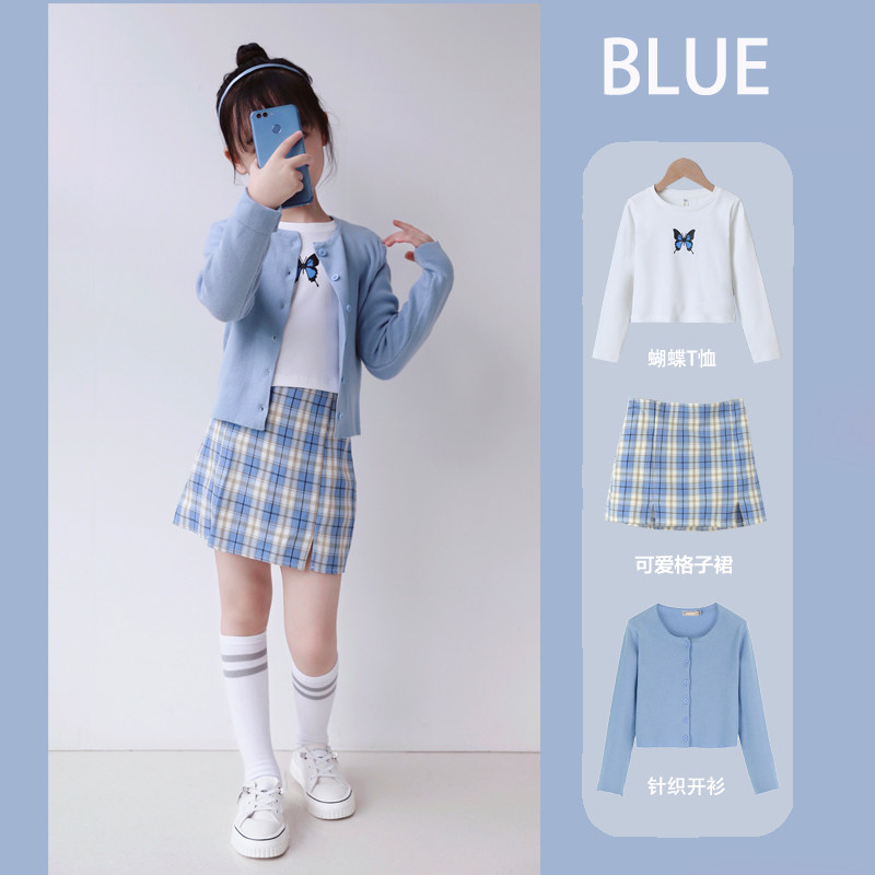 Girls bm wind knitted cardigan 2020 new thin sweater jacket Korean version solid color slim children's top