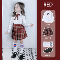 Childrens 2021 new autumn girls jk uniform Net red two-piece set of children pleated skirt college style Foreign