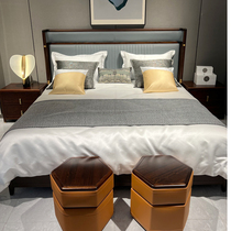 New Chinese style ebony wood modern simple 1 8 meter double bed 1 5 meter master bedroom bed solid wood bed wedding bed furniture customization