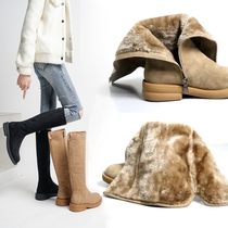 2020 new snow ground boot female middle cylinder high cylinder snow ground cotton fur integrated large cotton shoes winter plus suede thickened long boots