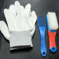 Wenwan walnut primer cleaning green leather residue set nano brush wire brush nano gloves pineapple pattern gloves