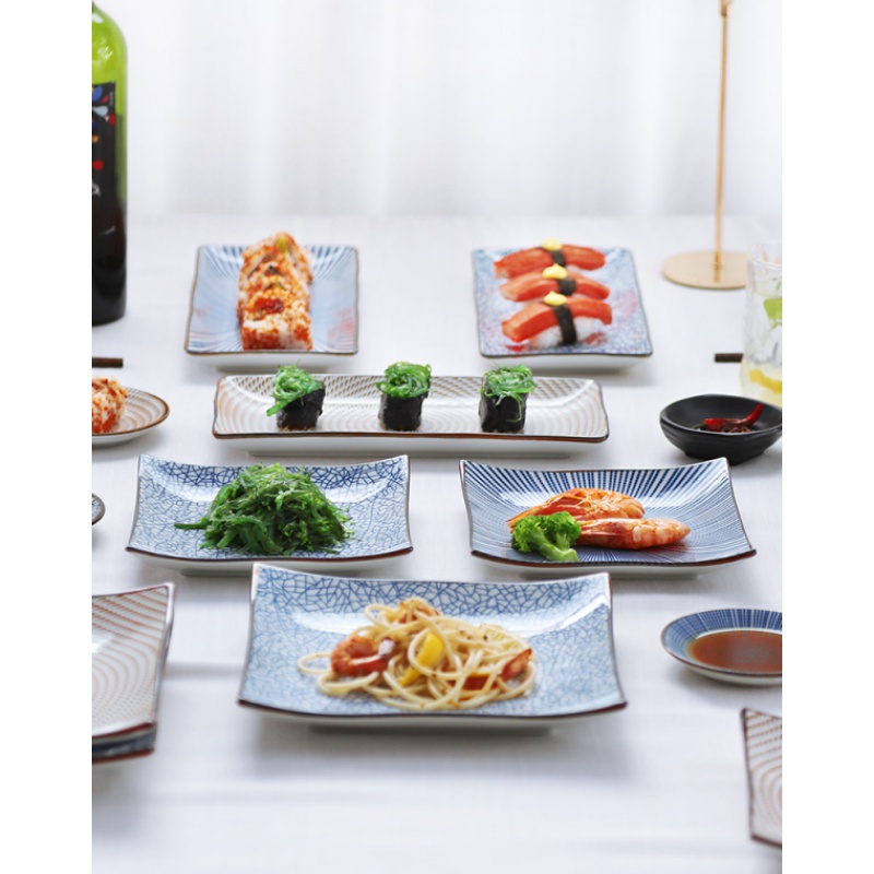 Japanese exquisite plate home creative personality net red with s wind tableware combination square plate ceramic Japanese simple meal