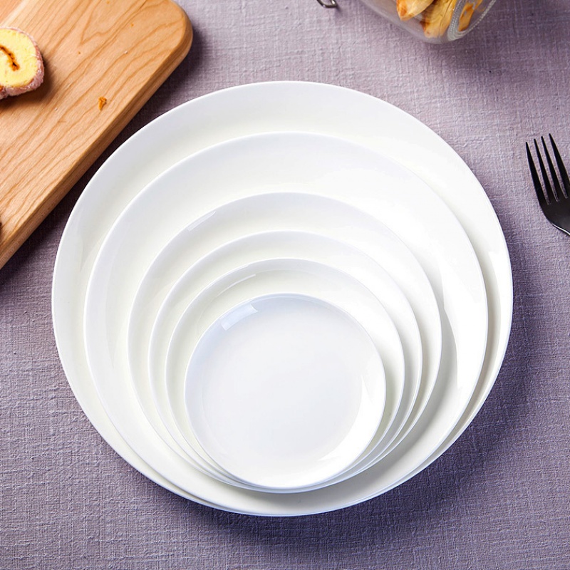 Pure white bone porcelain plate Jingdezhen ceramic cutlery Western cutlery dish plates cool dish dishes large number disc steak cutlery tray