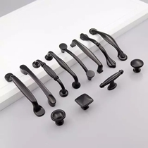 Solid thickened handle American black handle Modern minimalist wardrobe door Cabinet door handle Single hole drawer handle