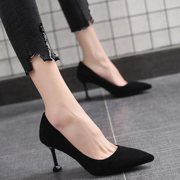 3 heels 1 32 33 small size work shoes women's black professional interview work dress pointed toe high heels thin women's shoes