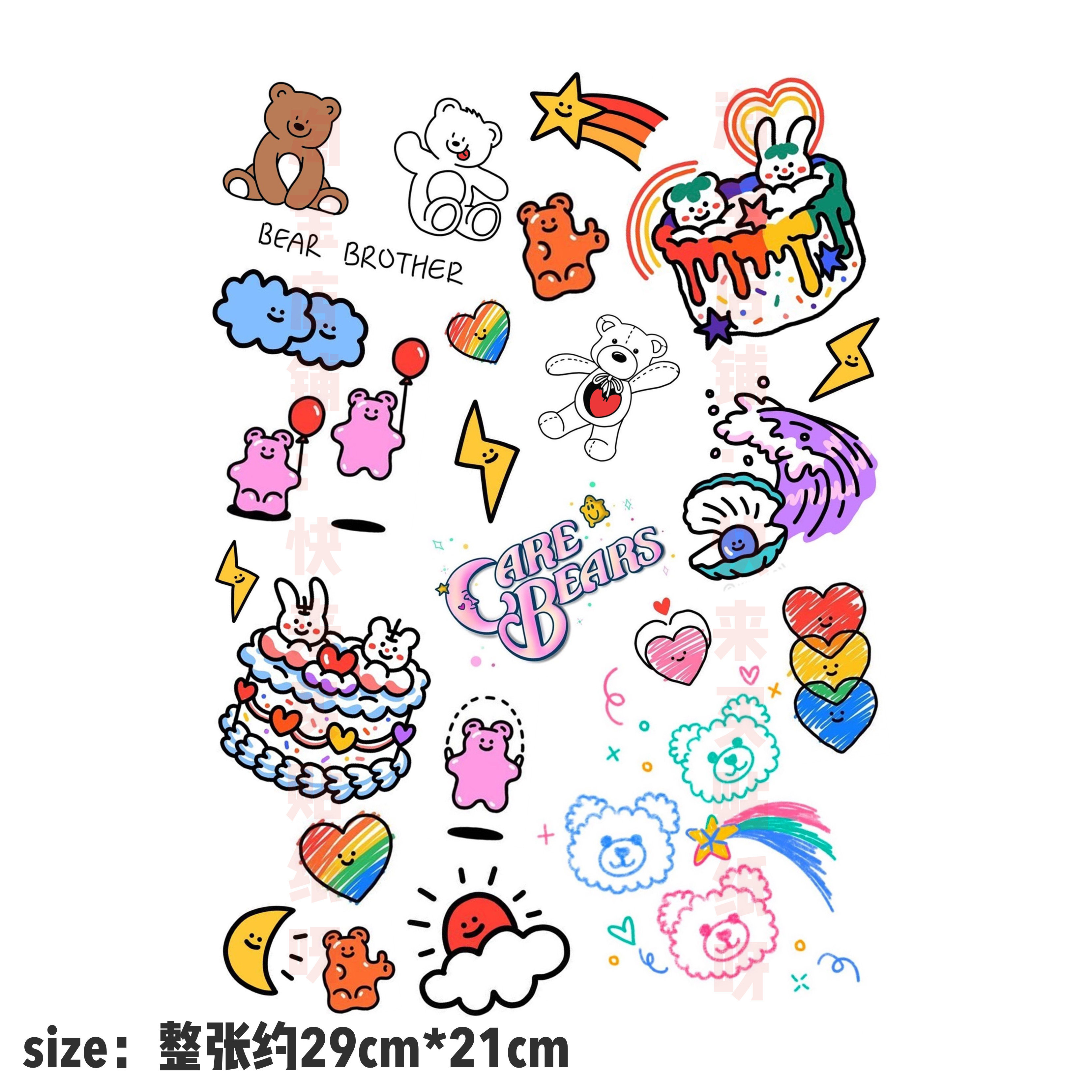 Korean hand-painted Net red ins Wind tattoo stickers waterproof long-lasting color rabbit bear cute girl powder tattoo