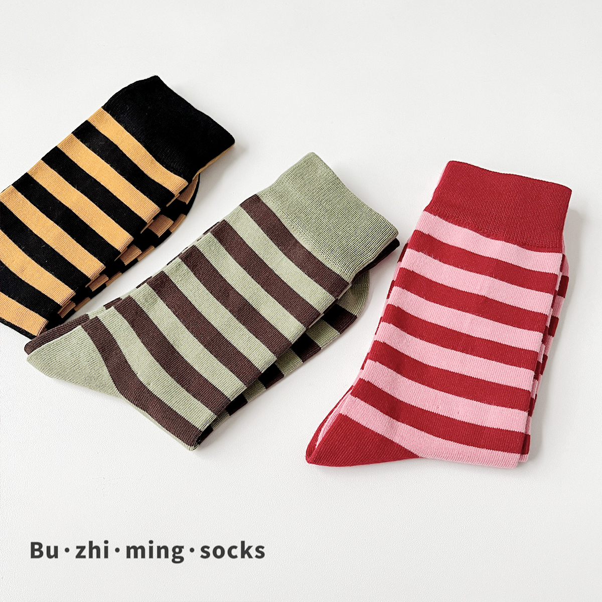 Unknown socks Han asymmetrical stripes in bone - free stockings are minimal personality of a female