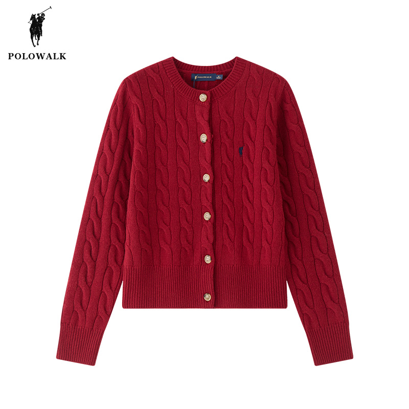 POLOWALK RED SWEATER WOMAN 2024 EARLY SPRING New Vind Money Wind Temperament Numb Wool Cardiovert Coat-Taobao