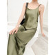 2022 Spring New Plus Size ເຄື່ອງນຸ່ງຜູ້ຍິງ Avocado Green Satin Suspender Fashionable Plus Size Plus Fat MM Dress