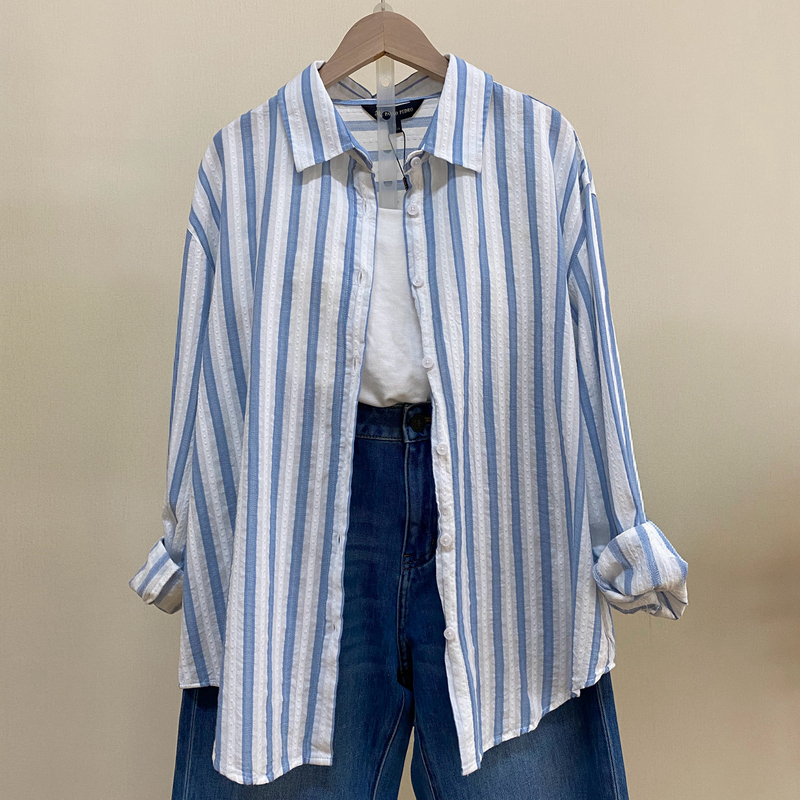 Paul Peter Women's Striped Long-Sleeve Shirt, New Spring Model, Pure Cotton, Casual Versatile Shirt Ynfac00520 Paul Peter Women's Striped Long-Sleeve Shirt, New Spring Model, Pure Cotton, Casual Versatile Shirt Ynfac00520