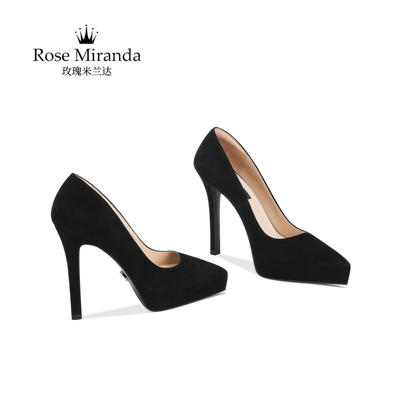 Rose Miranda Commemorative High Heels Black Work Platform Thick-Soled Shoes