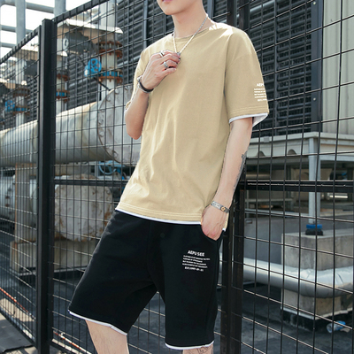 男士休闲运动套装夏季2020年新款韩