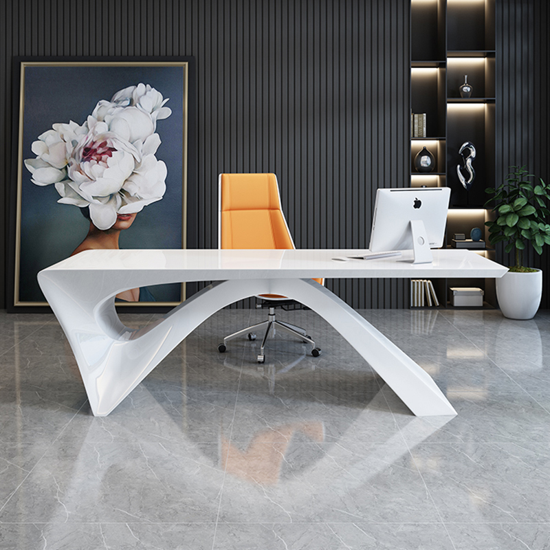 Baking Varnish Boss Table White Creative Fashion Modern President Table Chairs Combined Beauty Salon Office Desk Desk Brief Table