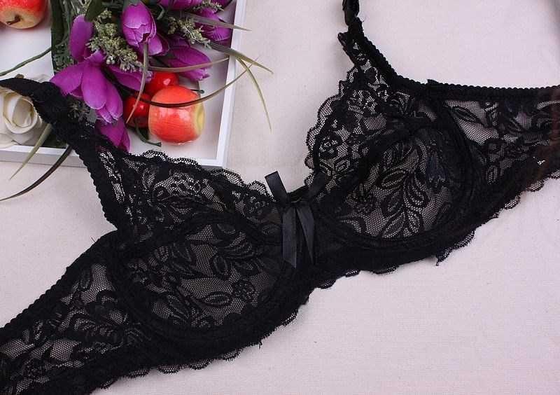 Breathable lớn màu đỏ sexy mỏng trong suốt áo ngực áo ngực lưới năm nay phụ nữ ren áo ngực không xốp lót.