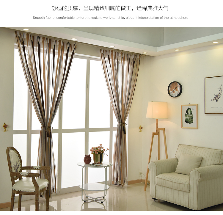 Tùy chỉnh chenille sọc dọc gạc phòng khách phòng ngủ ban công phân vùng ánh sáng rèm cửa Địa Trung Hải màn hình đơn giản - Phụ kiện rèm cửa khung rèm kéo