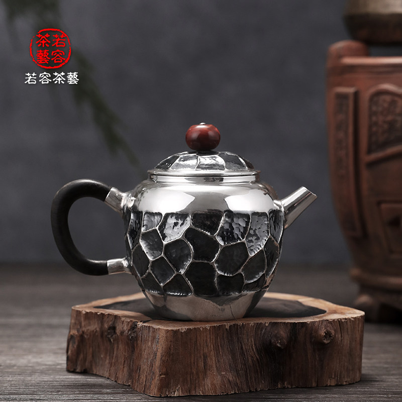 Joong tea art silver pot silver pot burning kettle tea silver pot handmade S999 pure silver pot hurtle with small silver pot silver teapot