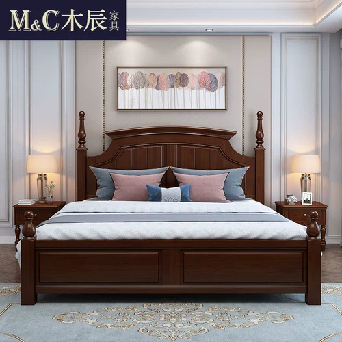 Полная кровать с твердым деревом в американском стиле.