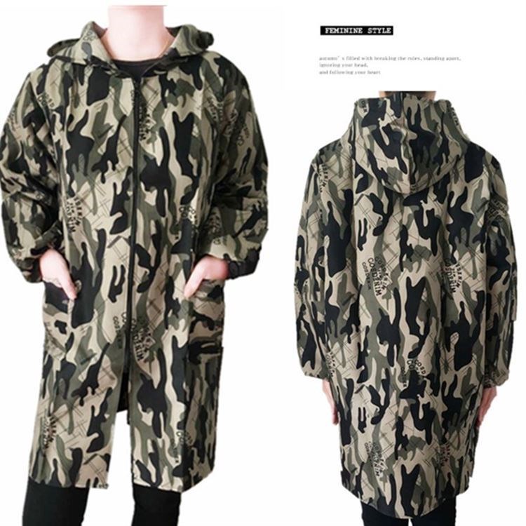 Adult work labor protection clothing long overcoat handling coat dustproof waterproof zipper hooded camouflage clothing men's overalls