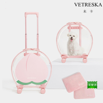Pet Out Bubble Pull Bar Case Full Transparency Big Cat Suitcase Cat Cart Cat Bag Breathable two cats