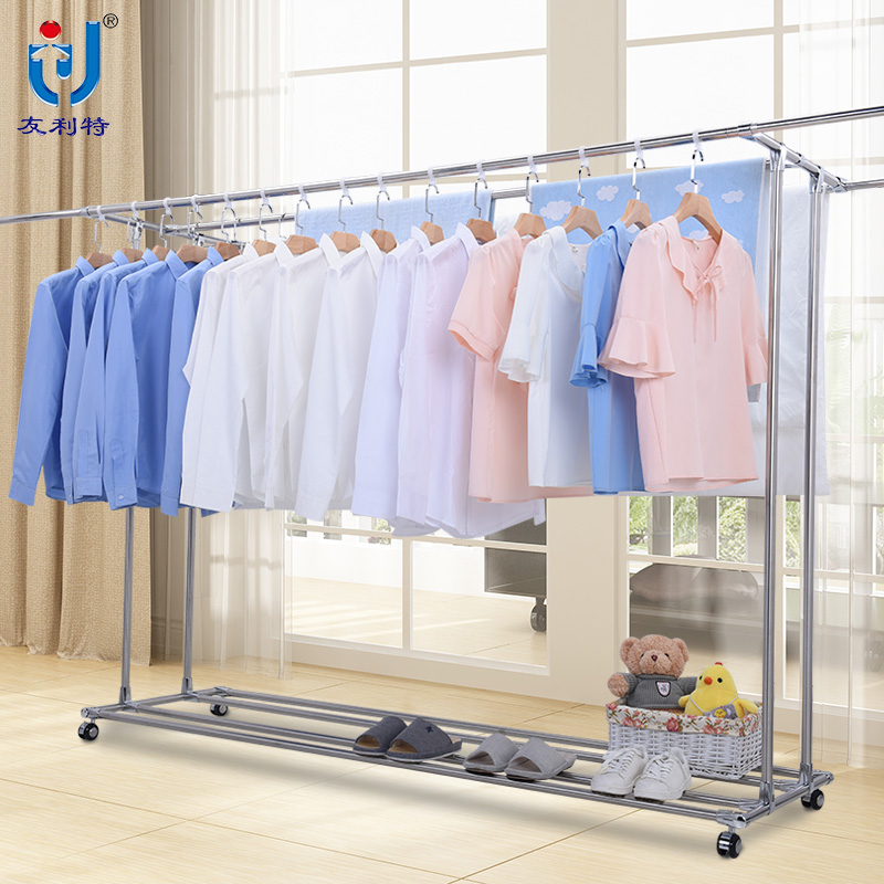 Stainless steel large double pole outdoor clothes rack rooftop roof windproof quilt rack outdoor courtyard clothes rack